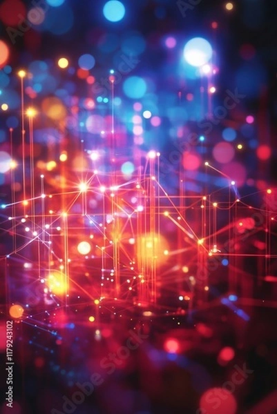 Fototapeta Abstract Colorful Network Connections, Business Services, Futuristic Technological Theme Background