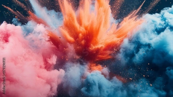 Obraz Powder explosion flying in various directions 