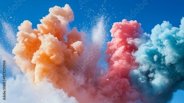Obraz Powder explosion flying in various directions 