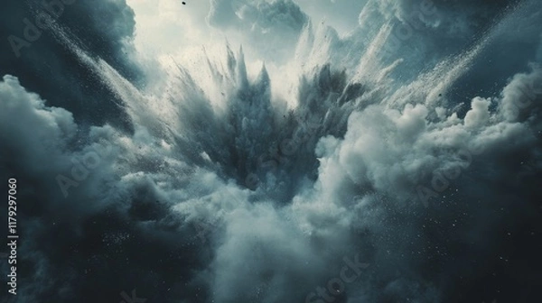 Obraz Powder explosion flying in various directions 