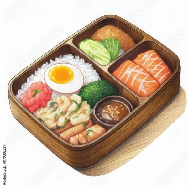 Obraz Delicious Japanese Bento Box Lunch: A Colorful and Nutritious Meal