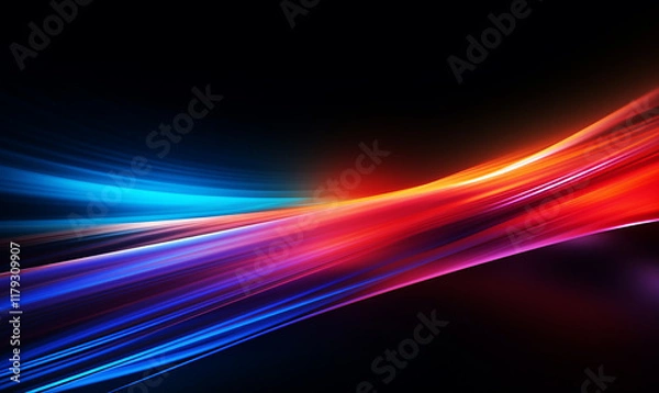 Obraz A color light effect that comes out from the top down, a line light, a glow effect, a light effect, Black background.