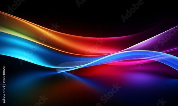Fototapeta A color light effect that comes out from the top down, a line light, a glow effect, a light effect, Black background.