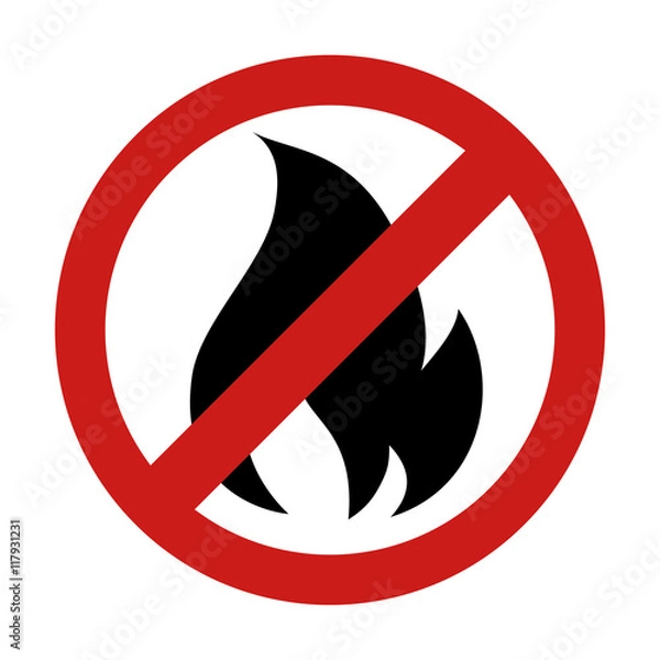 Fototapeta forbidden  flame fire sign flammable danger warning burn vector graphic isolated illustration