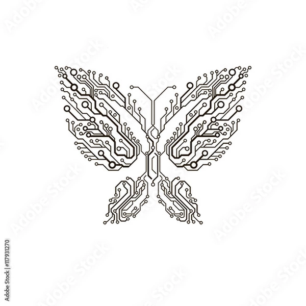 Obraz Vector circuit board butterfly