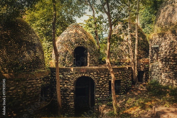 Obraz famous beatles ashram in india.