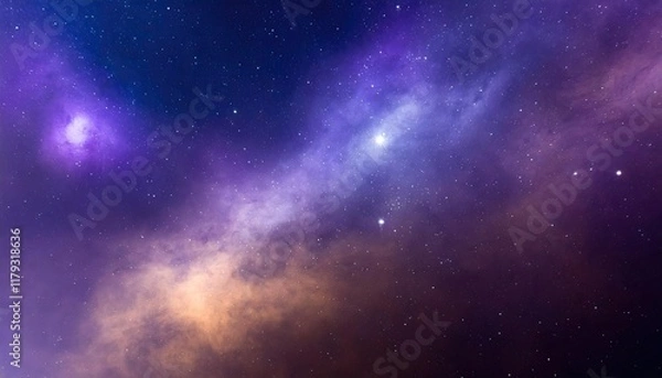 Fototapeta Cosmic Nebula: A Celestial Tapestry of Purple and Gold