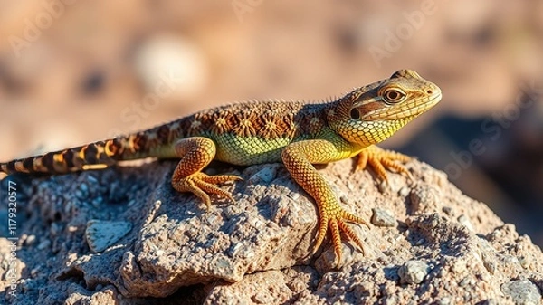 Obraz Desert Spiny Lizard on Granite, Sonoran Desert, Arizona, High-Quality Photo, Bright Scales
