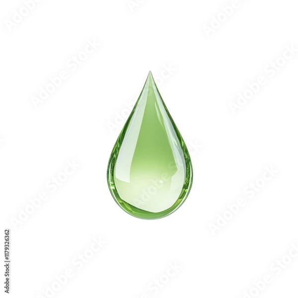 Fototapeta A vibrant green water droplet reflecting nature's freshness and purity., isolated on a transparent background.