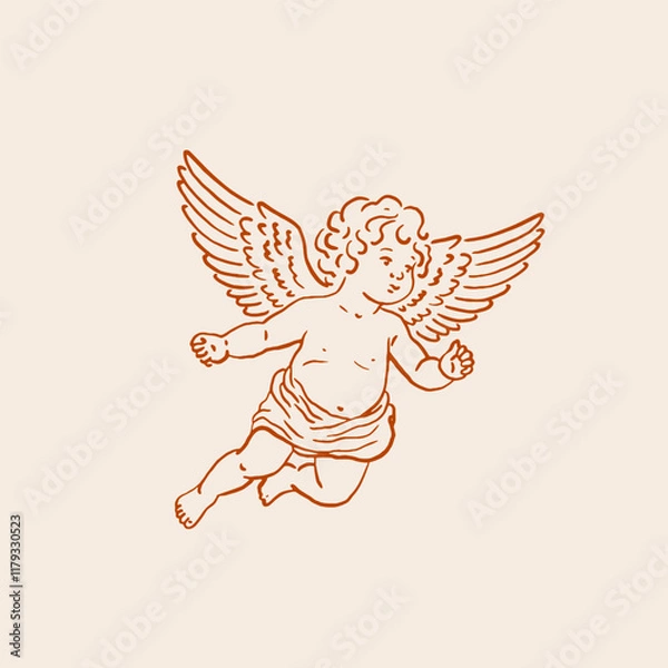 Obraz Vintage Cherub Hand Drawn Vector Illustration
