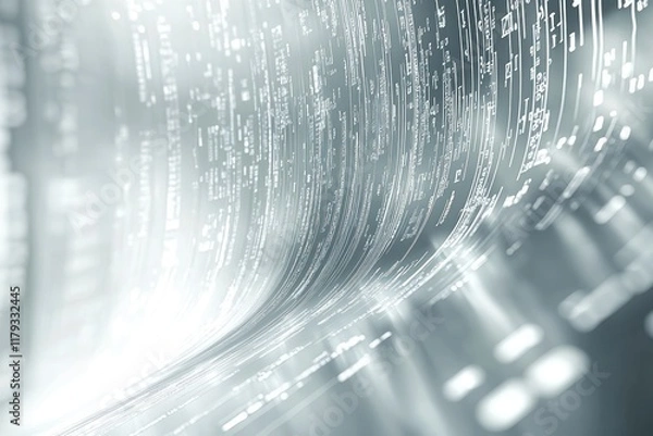 Fototapeta Abstract digital data stream, flowing code, binary code, technological background.