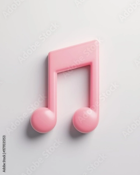Fototapeta Pink 3D Music Note Icon Minimalist Design Sound Symbol Audio Melody