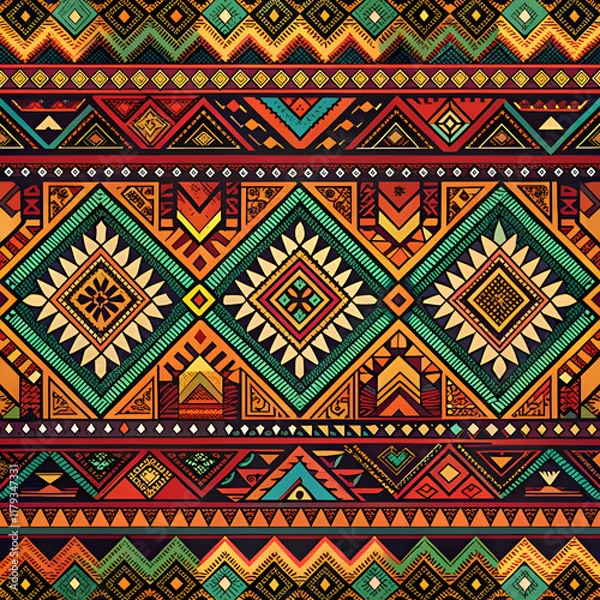 Fototapeta Vibrant Aztec Geometric Pattern for Textile Design.