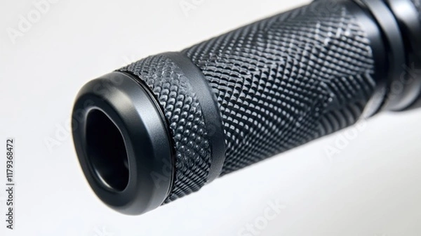 Fototapeta Close-Up of Textured Flashlight Handle and Lens