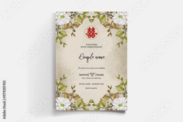 Fototapeta floral bridal shower invitation templates