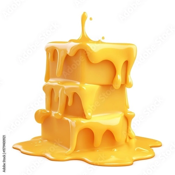 Obraz Realistic 3D Honey Drip – Isolated Vector on White Background