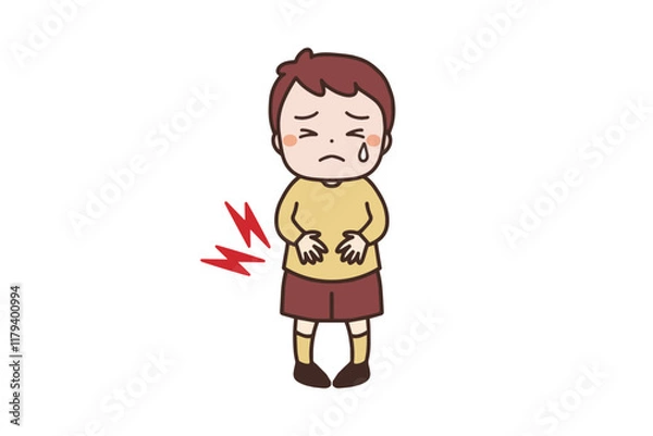 Obraz お腹が痛い男の子のイラスト素材