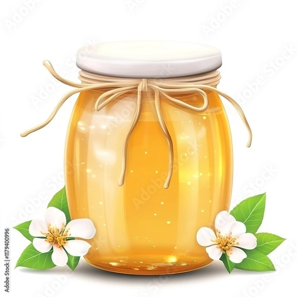 Obraz Realistic 3D Honey Drip – Isolated Vector on White Background