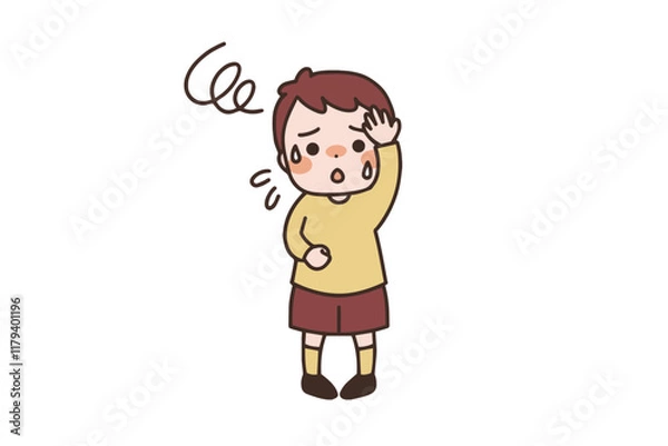 Obraz 熱がある男の子のイラスト素材