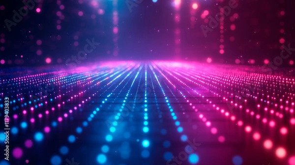Fototapeta A holographic grid texture, glowing lines in neon blue on a dark background, sleek and high-tech.