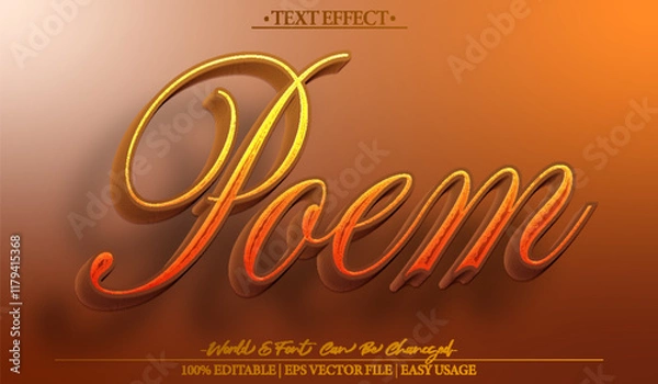 Obraz Poem Vector Text Effect Editable Alphabet Handwrite Narrative Author Poetry