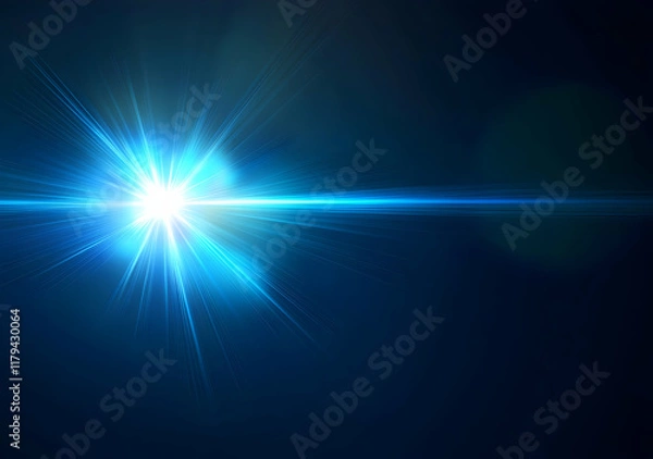 Fototapeta Brilliant Burst of Blue Light Rays in Deep Cosmic Space Exploration Scenery