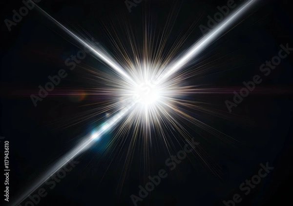 Fototapeta Radiant Starburst Light in Dark Space Resonating with Cosmic Energy and Illumination
