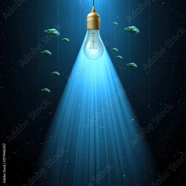 Obraz Lamp illuminates chaos in space with beams of light