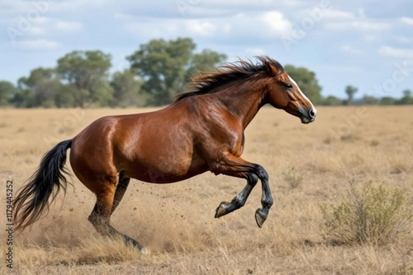 Fototapeta Australian Brumby horse galopping in the wild