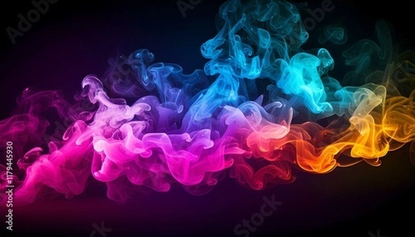 Fototapeta Colorful smoke isolated on black background. Abstract background for design.