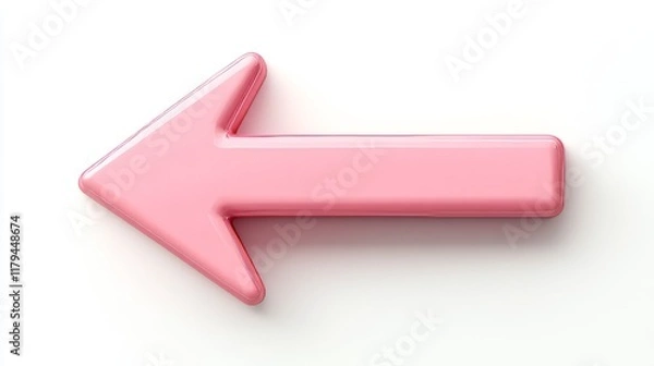 Obraz A soft pastel pink arrow icon with rounded edges, isolated on a white background 