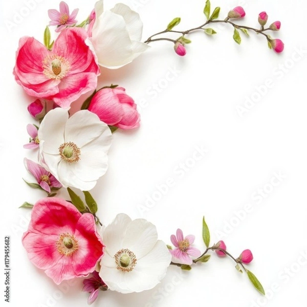 Obraz Closeup of a blooming pink orchid flower on a branch with delicate petals in a tropical garden