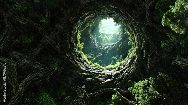 Obraz Enigmatic Forest Chasm: A Journey into the Heart of Nature's Mystery