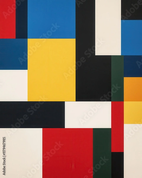 Obraz Colorful geometric abstract art with bold shapes and primary colors