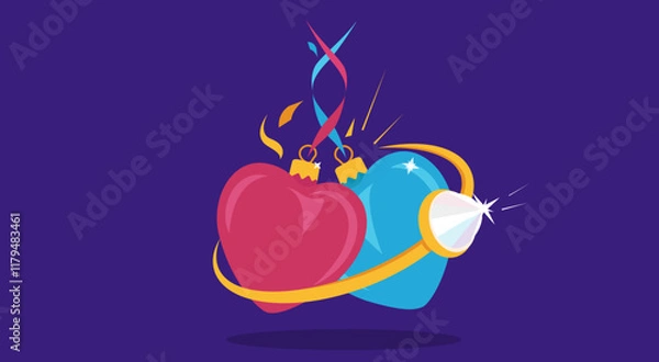 Obraz Valentine's heart and ring poster design template