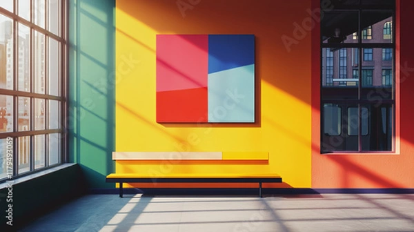Fototapeta "Modern Colorful Art Print Mockup in Retro Subway Station"