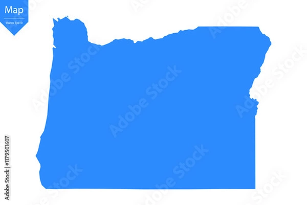 Obraz Blue map of Oregon isolated on white background. Vector illustration eps10.	
