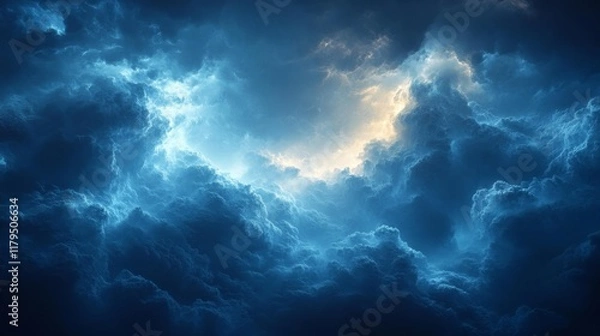 Fototapeta Dynamic storm cloud effect with glowing light. Generative AI