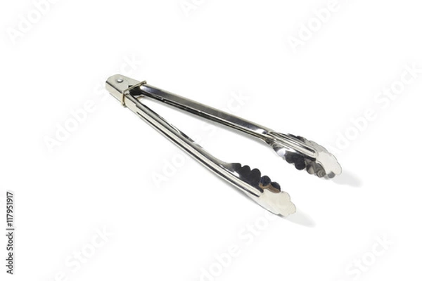 Fototapeta Serving kitchen tongs isolated on a white background with clipping path