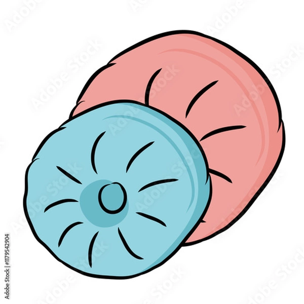 Fototapeta multicolor Pillows in flat cartoon style