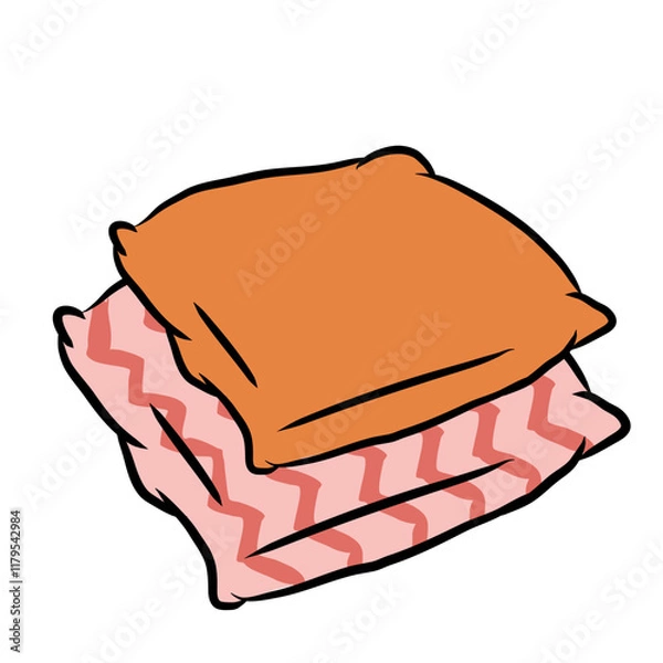 Fototapeta multicolor Pillows in flat cartoon style