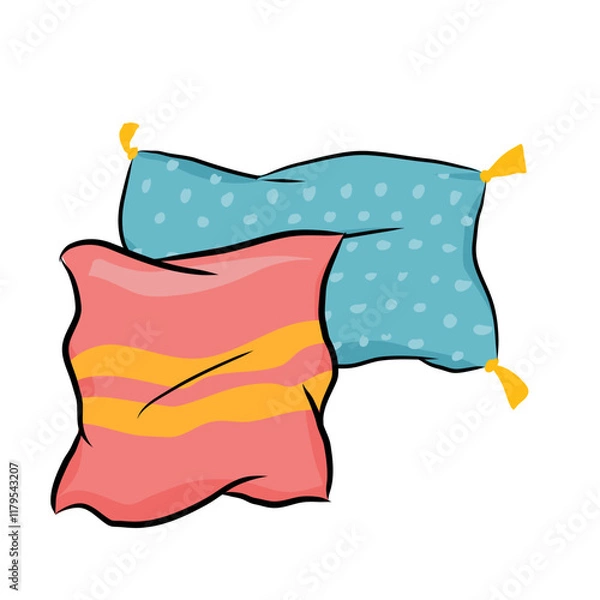 Fototapeta multicolor Pillows in flat cartoon style