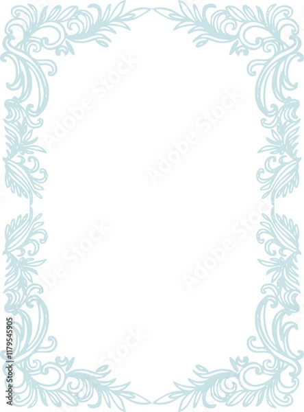 Fototapeta Happy New Year, Merry Christmas - light ornate frames imitating frost patterns on the windows. Monochrome (png) digital illustration in a flat style on a transparent background.