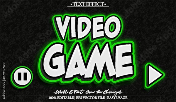 Fototapeta Video Game Vector Text Effect Editable Alphabet Arcade Videogame Retro Gamer Player