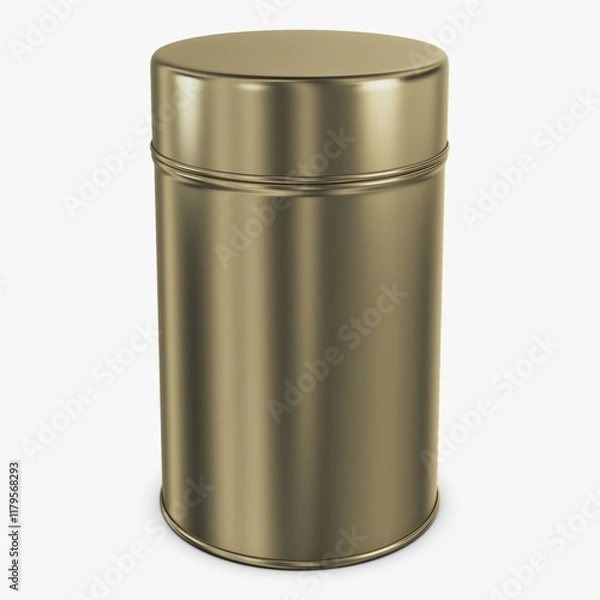Obraz Illustration 3D Metallic storage jar with a simple, golden design