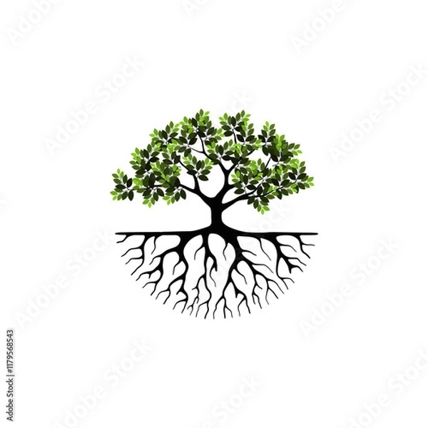 Obraz Banyan tree logo with circle shaped