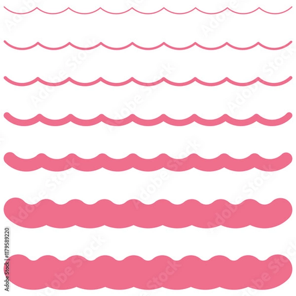 Obraz 7種の太さの波線