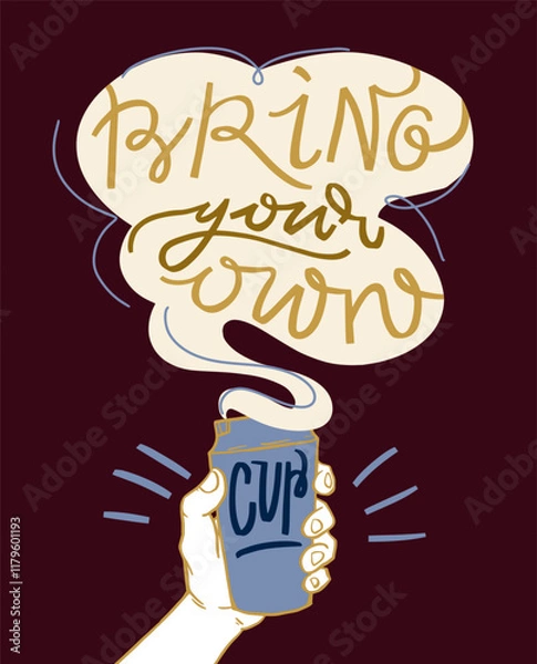 Fototapeta line art illustration. Trendy hand drawn lettering in simple style. isolated Vector.