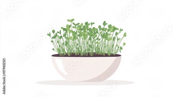 Fototapeta Microgreens in a Pot: A Fresh and Vibrant Addition to Your Home Garden