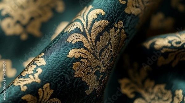 Fototapeta Luxury Fabric with Brocade and Damask Textile Pattern Offering Elegant Texture and Style